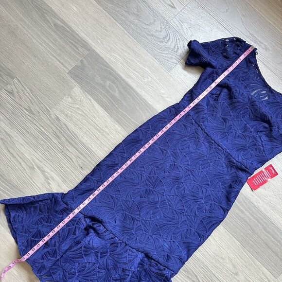 Kay Unger Dress Women 12 Portia Tea Length Midnight Blue Cocktail Asymmetrical - Picture 5 of 13